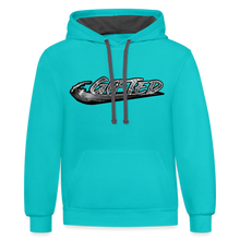 Load image into Gallery viewer, 2 TONE GIFTED Hoodie (FRONT & BACK) - scuba blue/asphalt