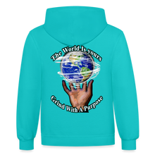 Load image into Gallery viewer, 2 TONE GIFTED Hoodie (FRONT & BACK) - scuba blue/asphalt