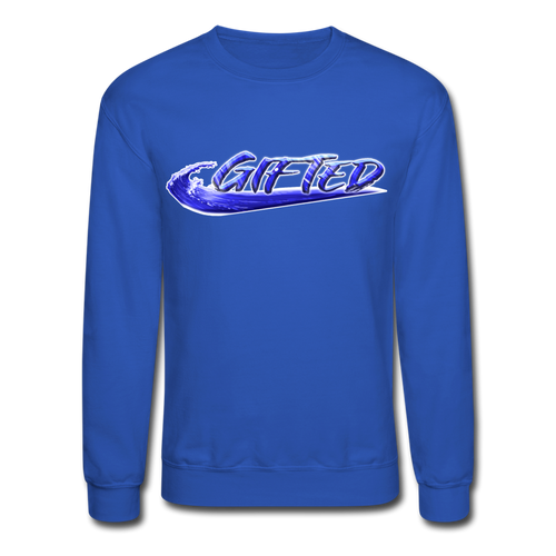 Winter Blue Gifted Wave Check Crewneck Sweatshirt - royal blue
