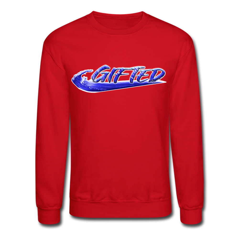 Winter Blue Gifted Wave Check Crewneck Sweatshirt - red