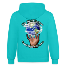 Load image into Gallery viewer, 2 TONE GIFTED Hoodie (FRONT &amp; BACK) - scuba blue/asphalt
